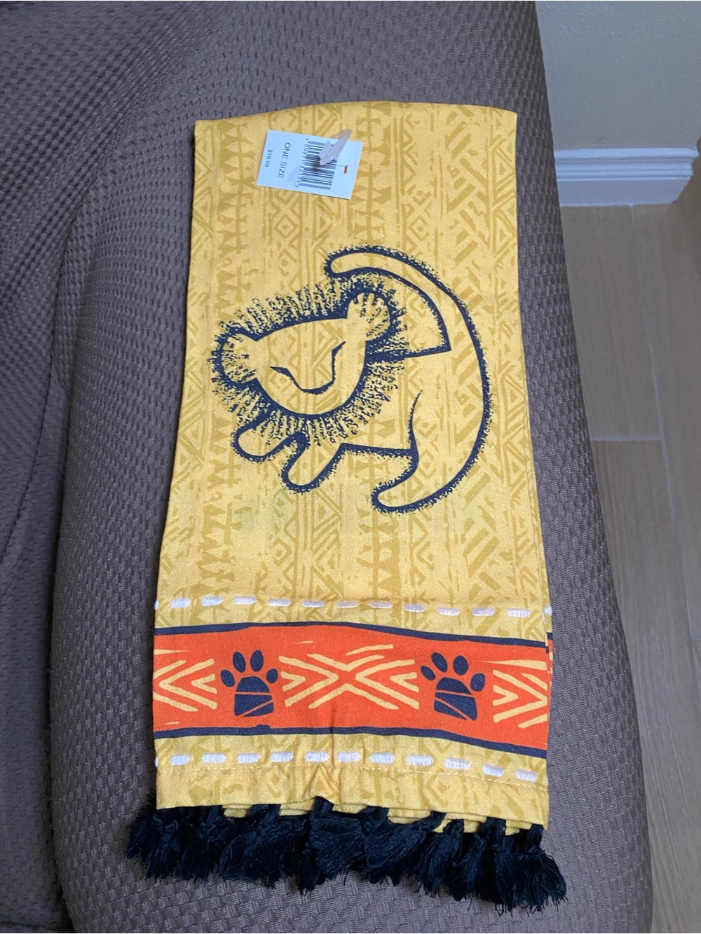 Disney Parks Lion King Simba Rafiki Kitchen Towel Tassels Yellow Orange Black